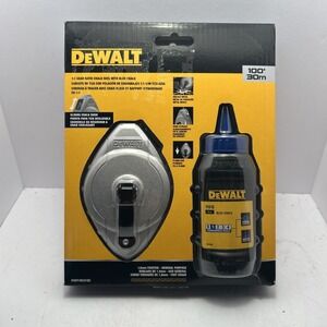 DEWALT DWHT48331BC Chalk Line Kit 100ft Stainless Hook Blue Chalk Included